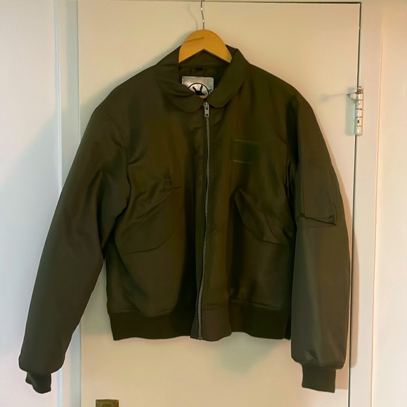 Basketcase Gallery Olive Bomber Jacket (Large)